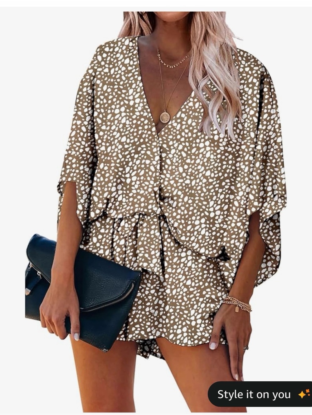 Women’s Romper in Tan Leopard Print